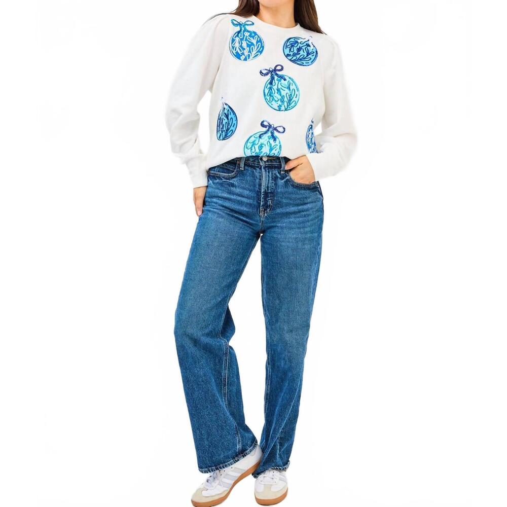 NEW MARY SQUARE kelly crew neck sweatshirt in blue ornaments